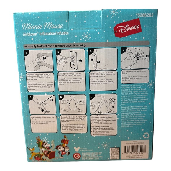 NEW 3.5 Foot Disney Airblown Inflatable Minnie Mouse Snowman Gemmy Christmas - Picture 3 of 3